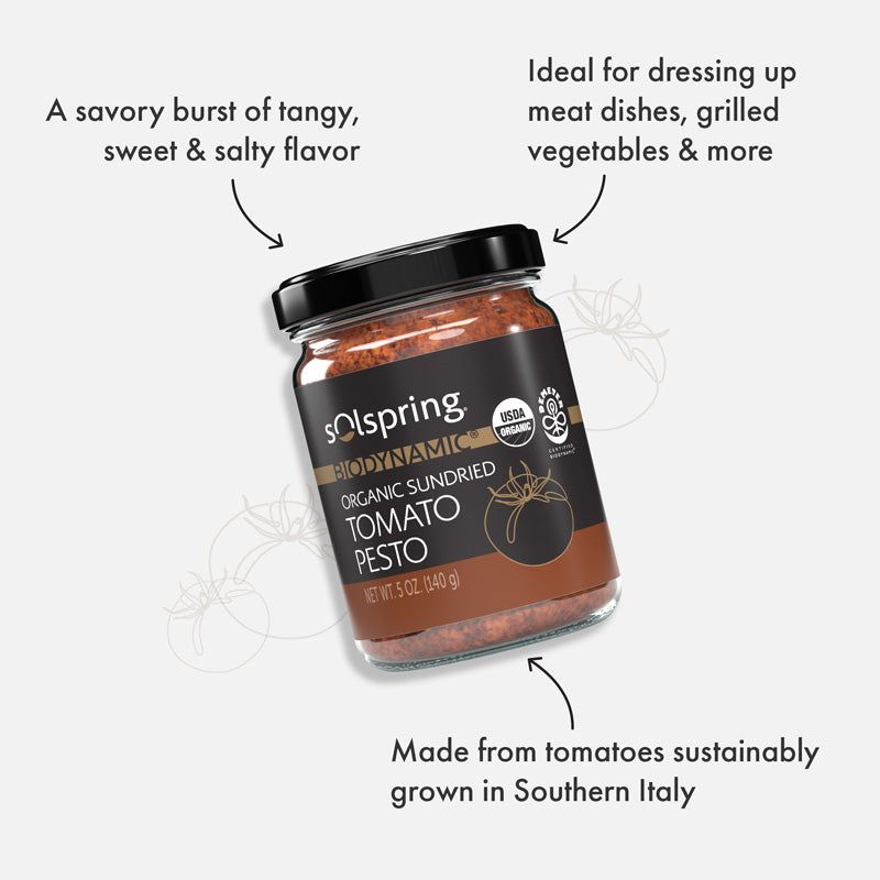 Solspring® Sundried Tomato Pesto, Biodynamic® Organic