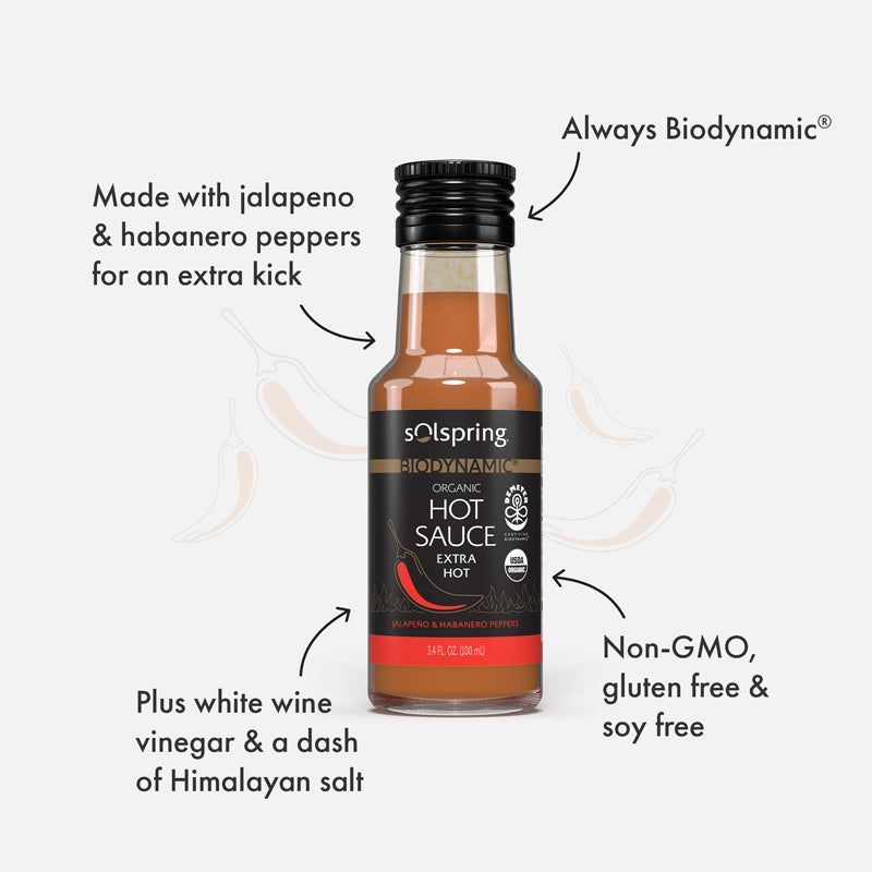 Solspring® Hot Sauce, Biodynamic® Organic - Extra Hot (3.4 Fl. Oz.)