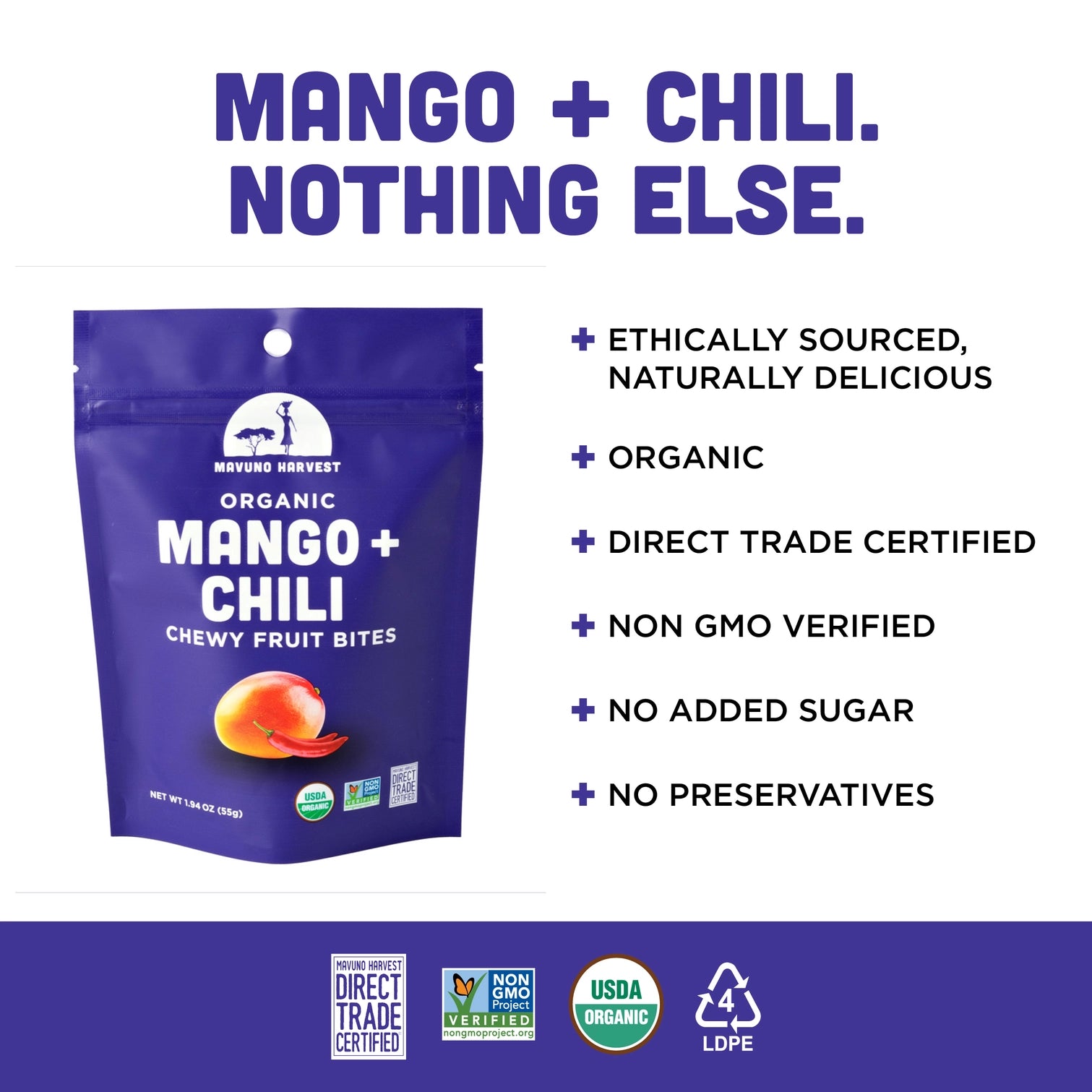 Organic Dried Mango + Chili Fruit Bites