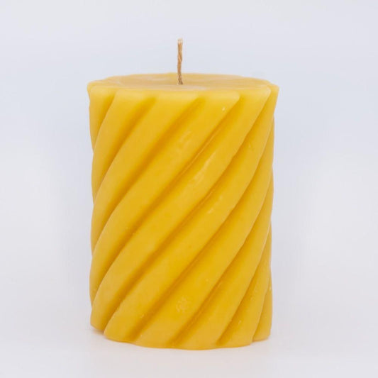 Beeswax Candle Cylinder Curled Short - Nutrient Farm