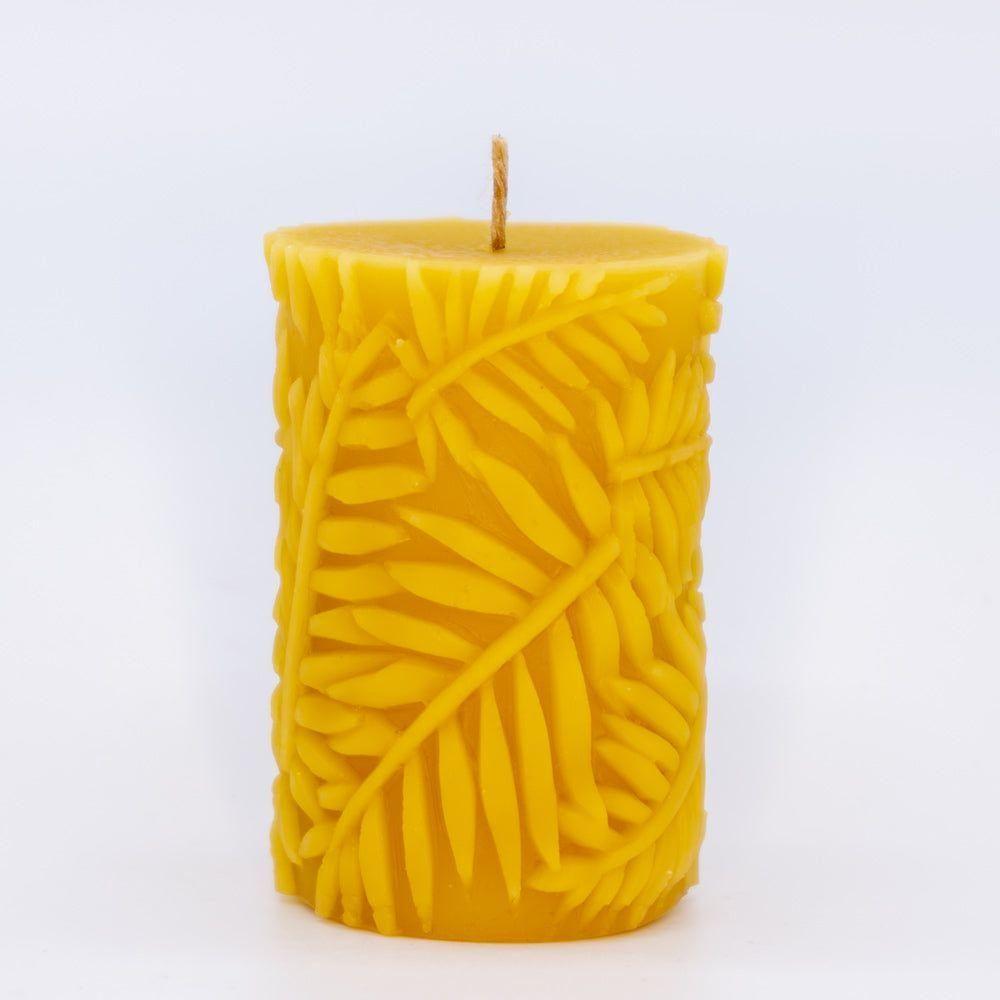 Beeswax Candle Cylinder with Leaves - Nutrient Farm