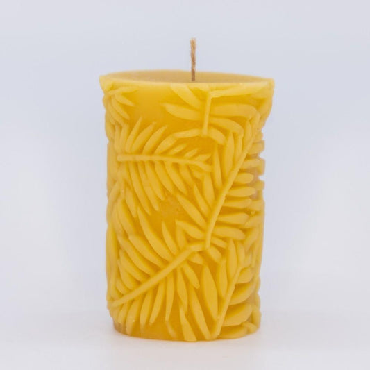 Beeswax Candle Cylinder with Leaves - Nutrient Farm
