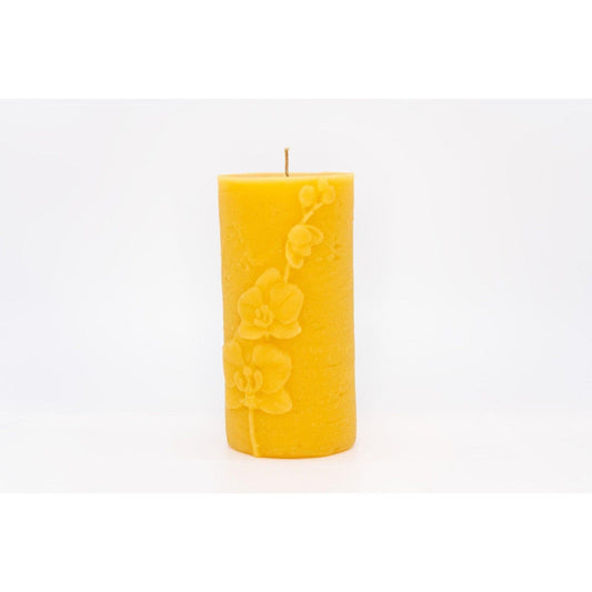 Beeswax Candle Cylinder with Orchid Large - Nutrient Farm