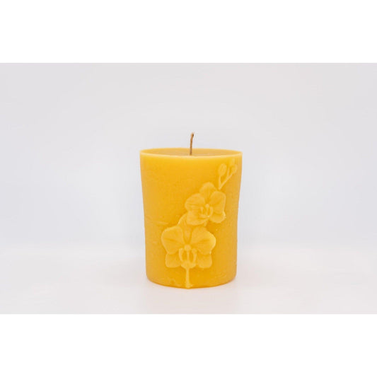 Beeswax Candle Cylinder with Orchid Small - Nutrient Farm
