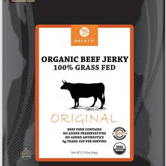 Organic 100% Grass Fed Beef Jerky Original, Nueats