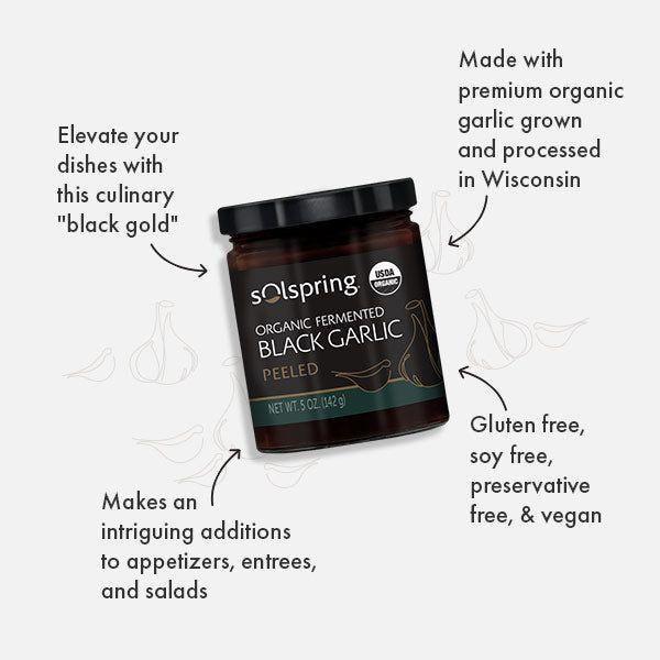 Solspring® Fermented Black Garlic, Organic - Peeled - Nutrient Farm