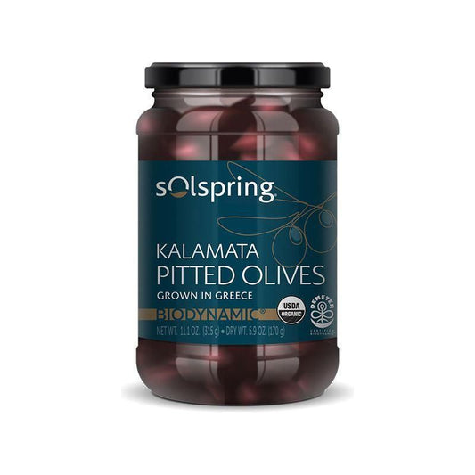 Solspring® Kalamata Pitted Olives, Biodynamic® Organic - Nutrient Farm